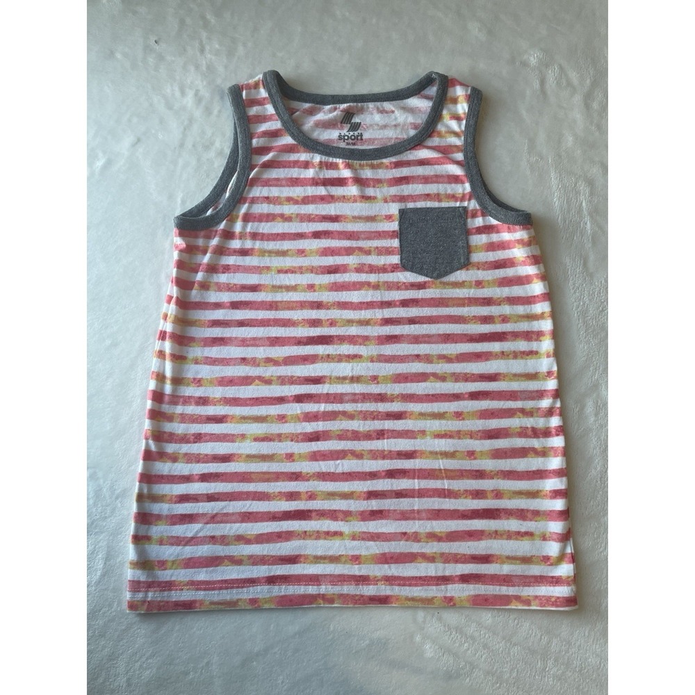 Children's Place Sport M 7/8 Boys Striped Tank Red White Summer Fourth Of July